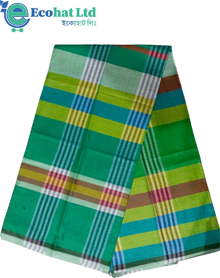 100% Cotton Sirajganj Tater Lungi 5.5 Hat-Color-Green & Olive Stripe