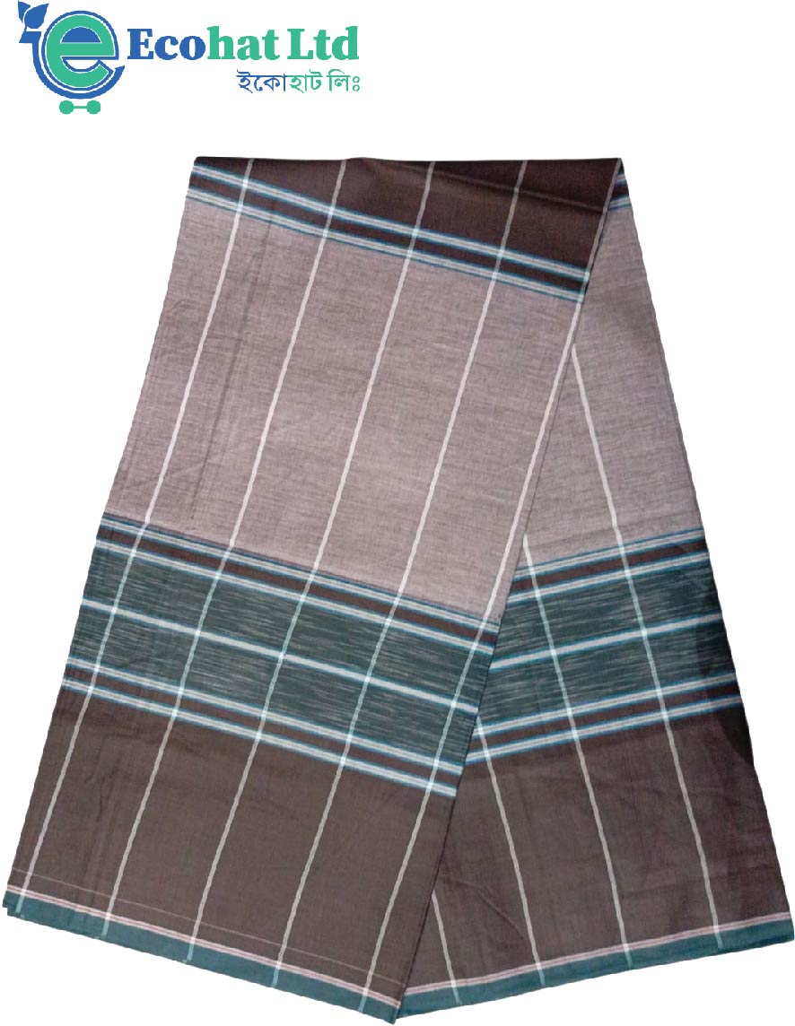 100% Cotton Sirajganj Tater Lungi 5.5 Hat-Color-Bistre & Languider Laven Stripe