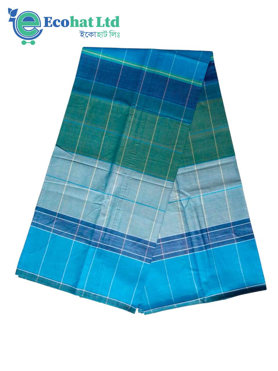 100% Cotton Sirajganj Tater Lungi 5.5 Hat-Color-Bright Blue & Bondi Blue Stripe