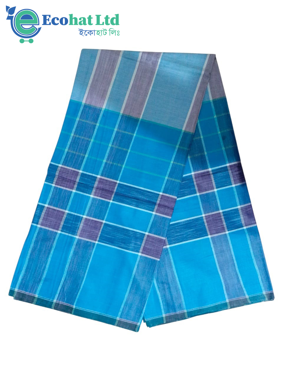 100% Cotton Sirajganj Tater Lungi 5.5 Hat-Color-Bondi Blue & Blizzard Blue