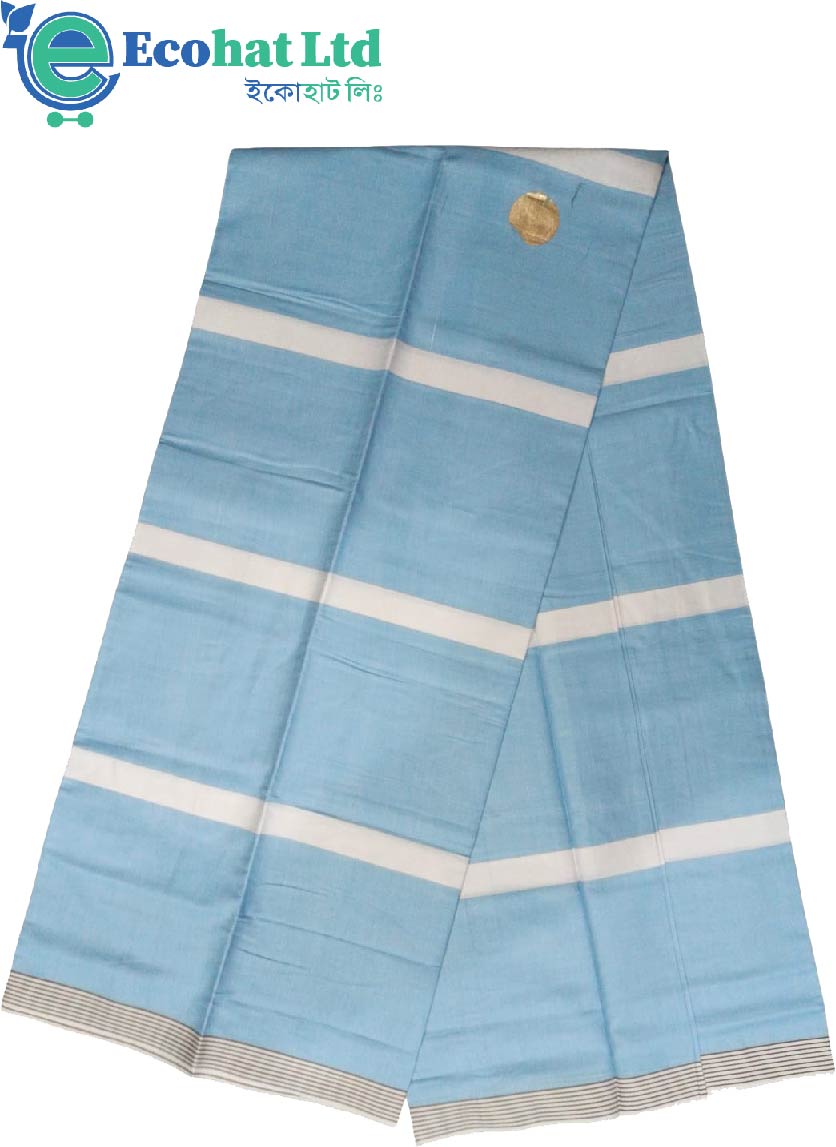 100% Cotton Sirajganj Tater Lungi 5.5 Hat-Color-Light blue & White Stripe