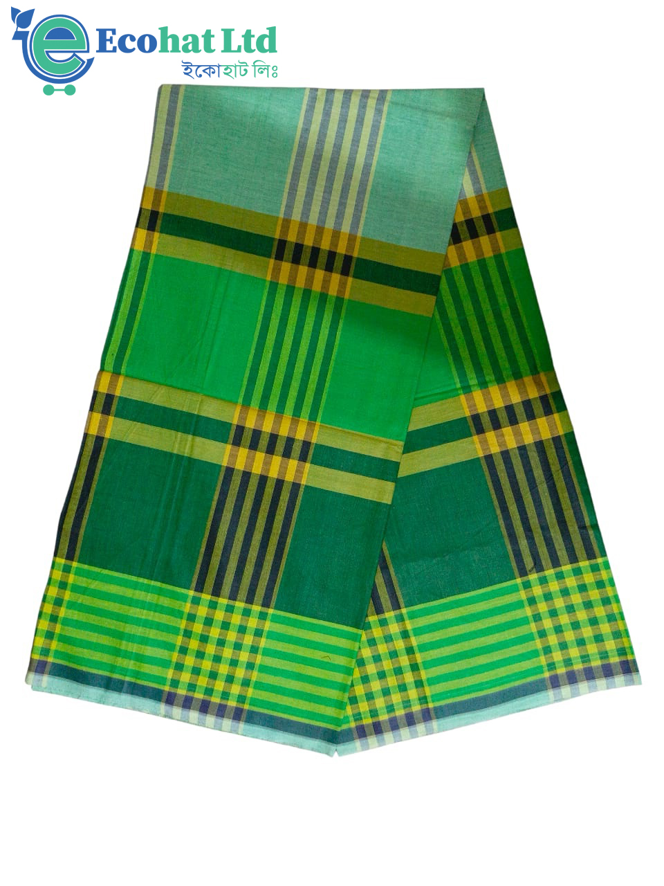 100% Cotton Sirajganj Tater Lungi 5.5 Hat color-Green & Grass Green Stripe